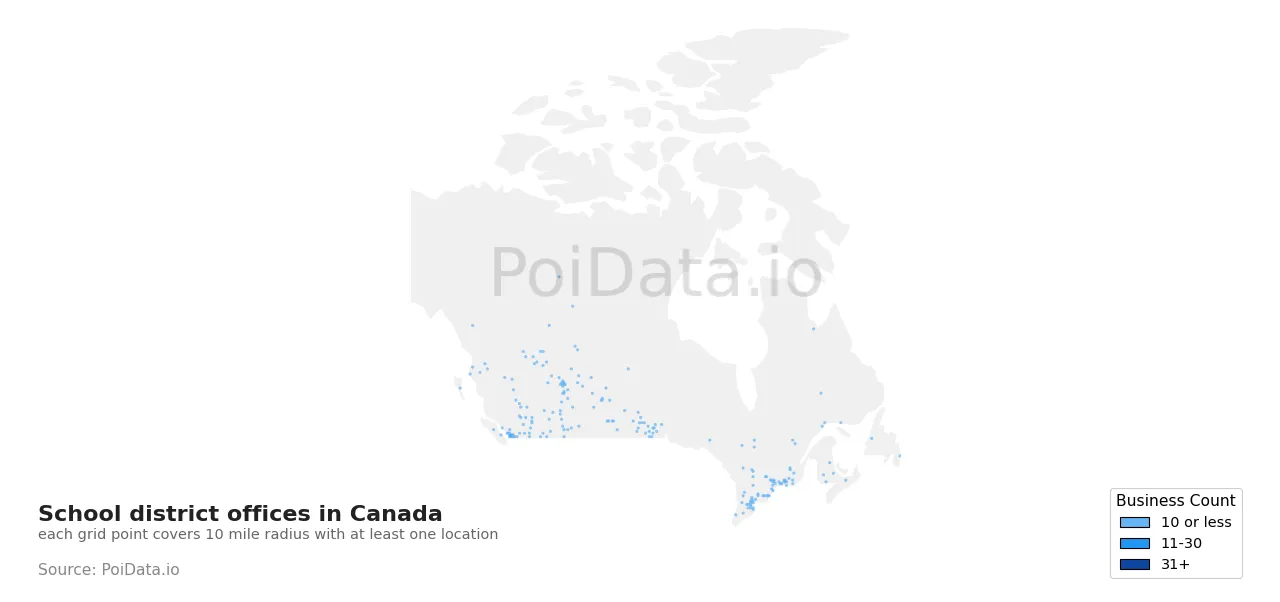 School district office density map for Canada