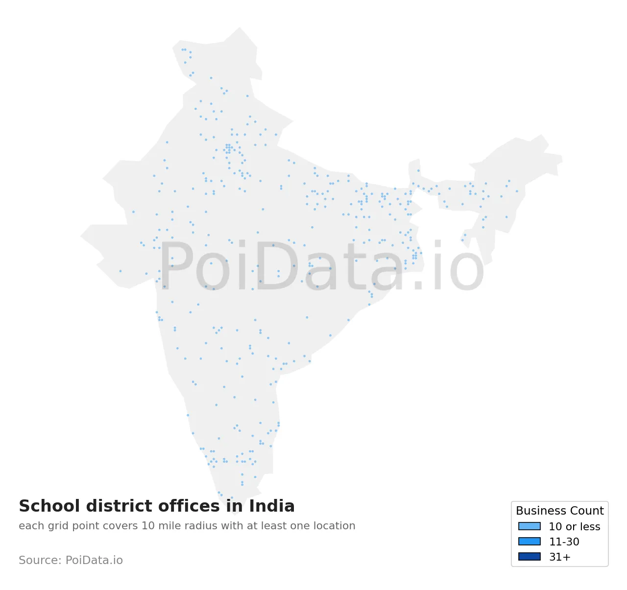 School district office density map for India