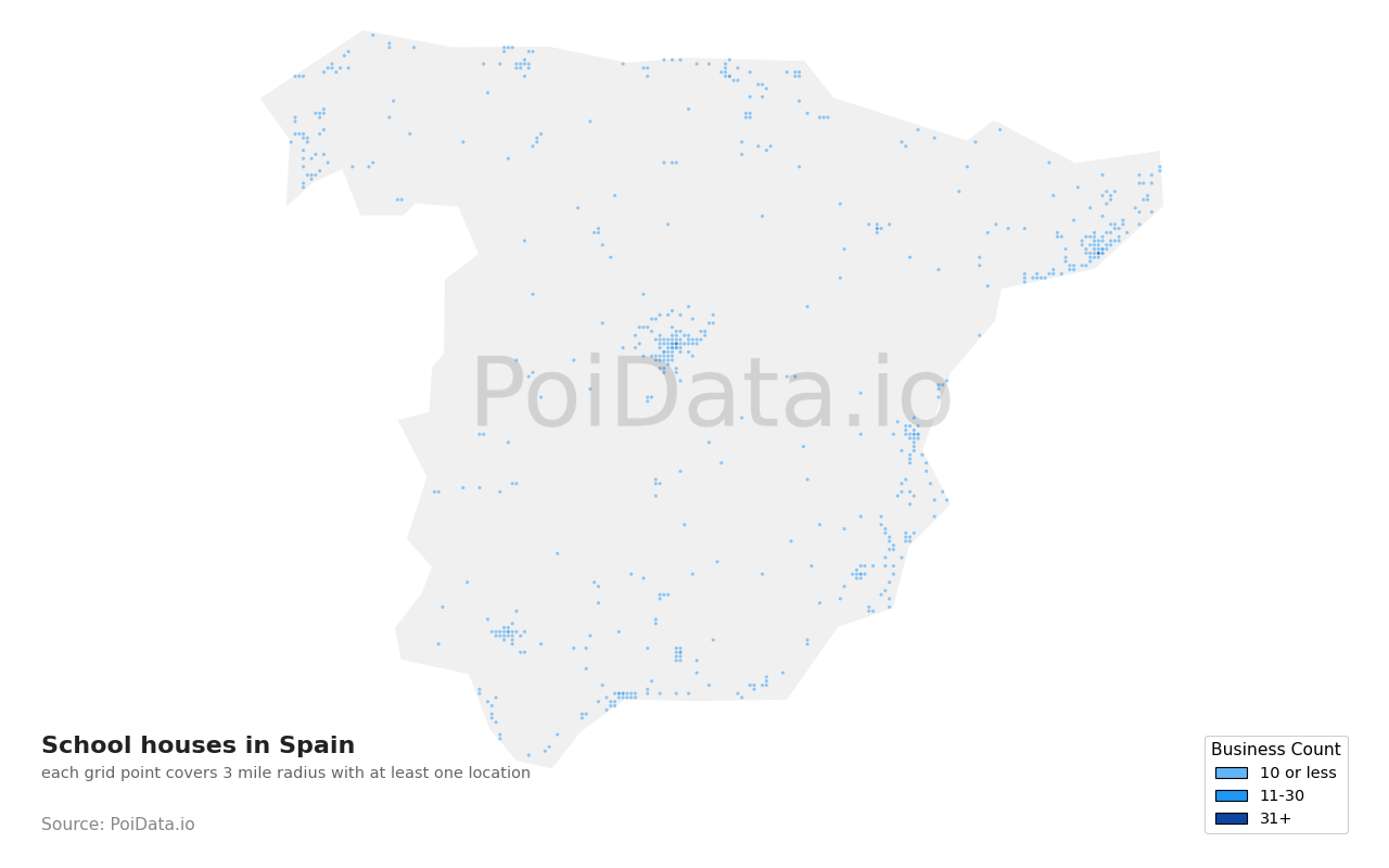 School house density map for Spain