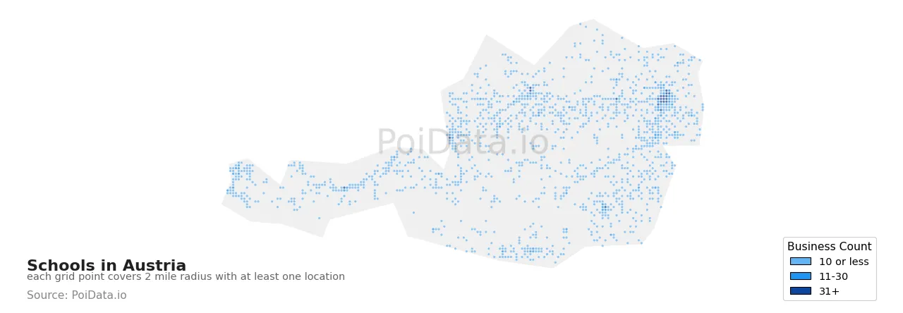 School density map for Austria