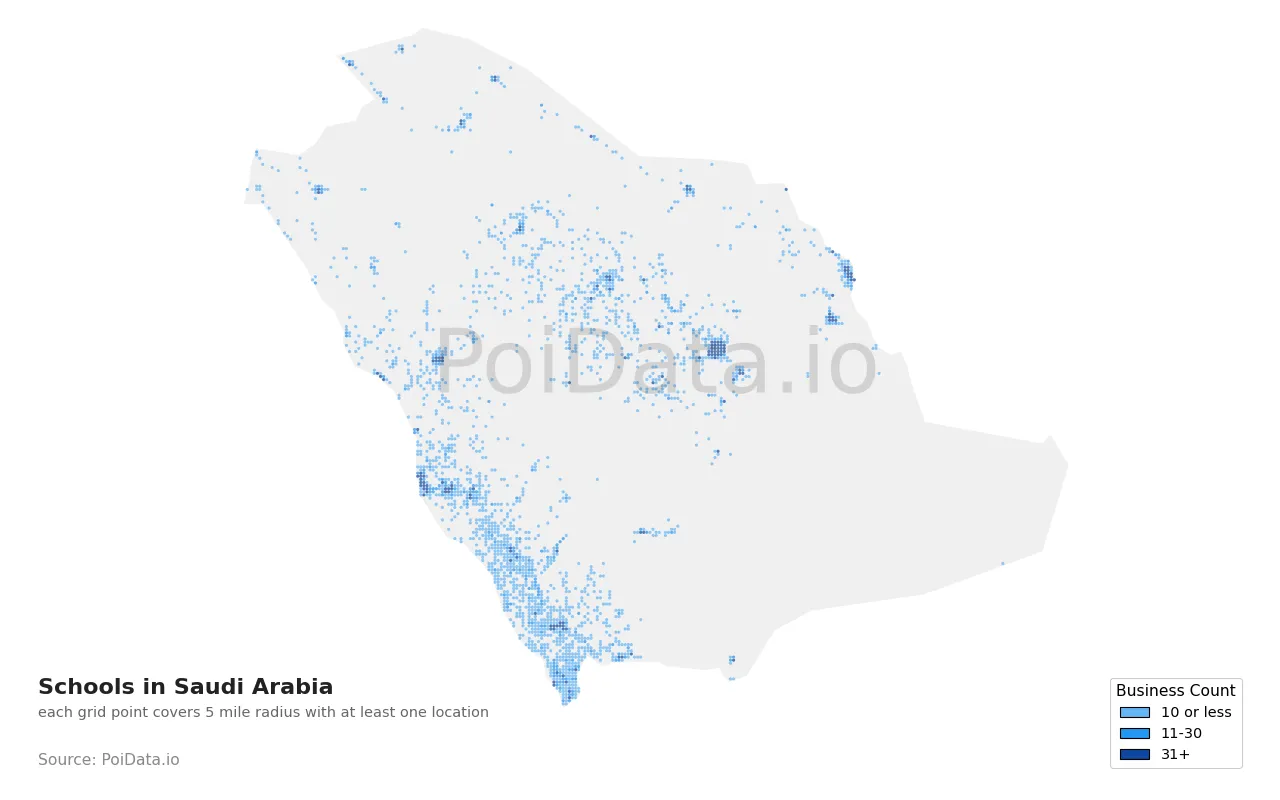 School density map for Saudi Arabia
