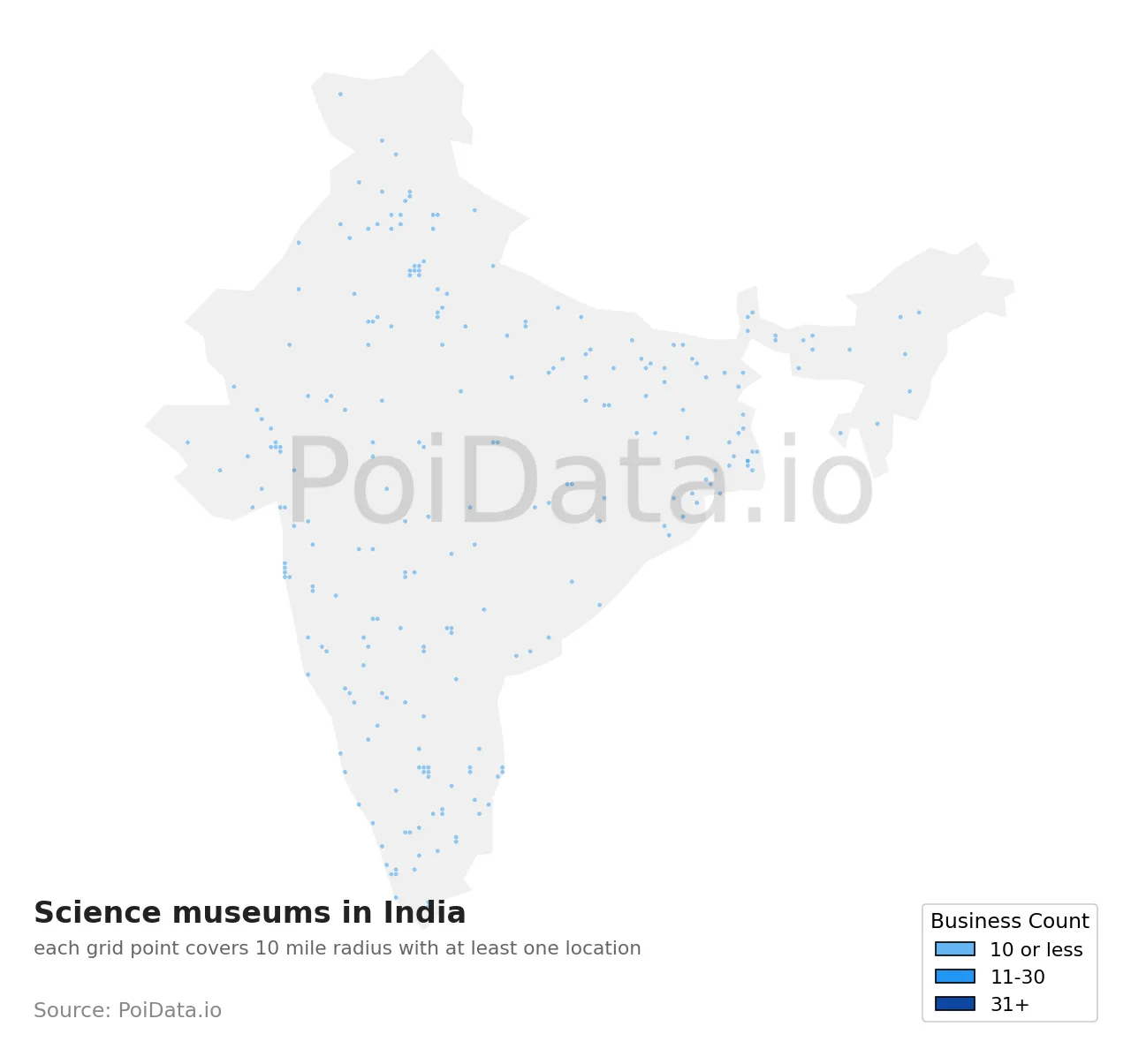 Science museum density map for India
