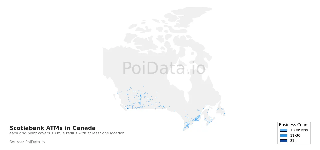 Scotiabank ATM density map for Canada