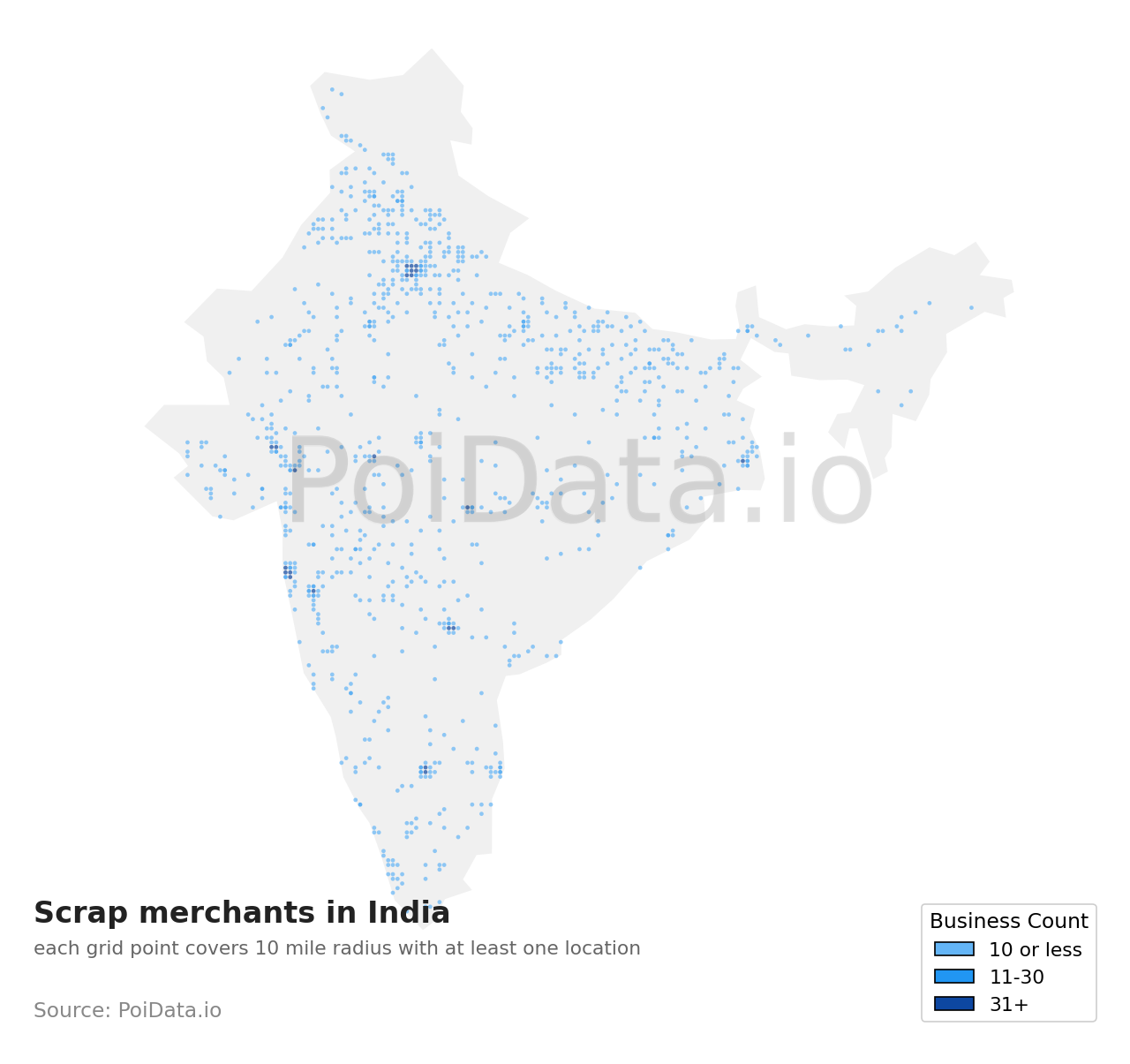 Scrap merchant density map for India