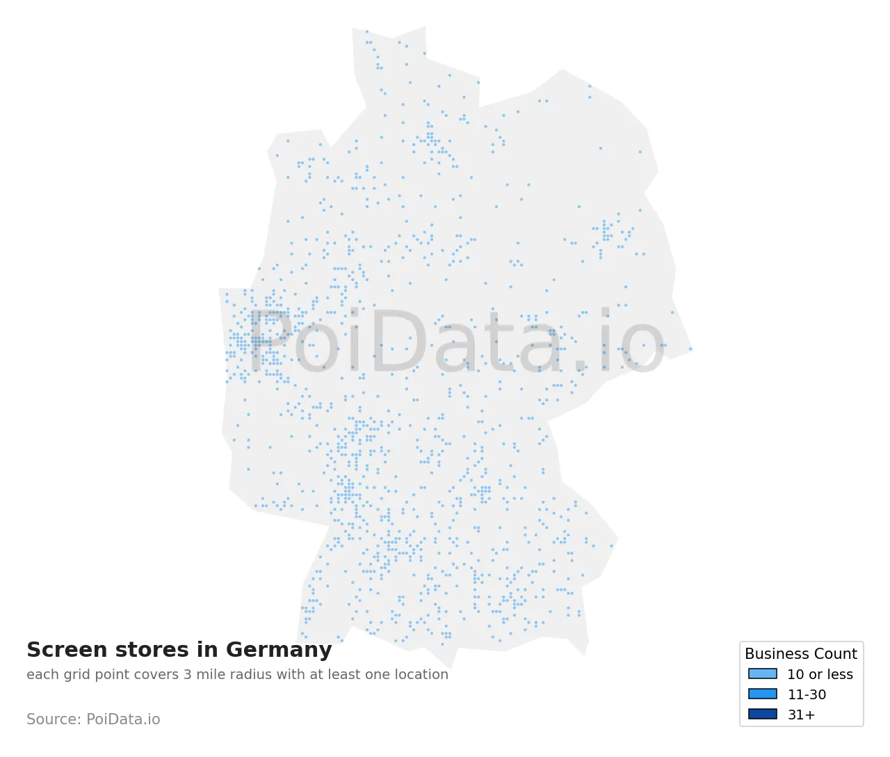 Screen store density map for Germany
