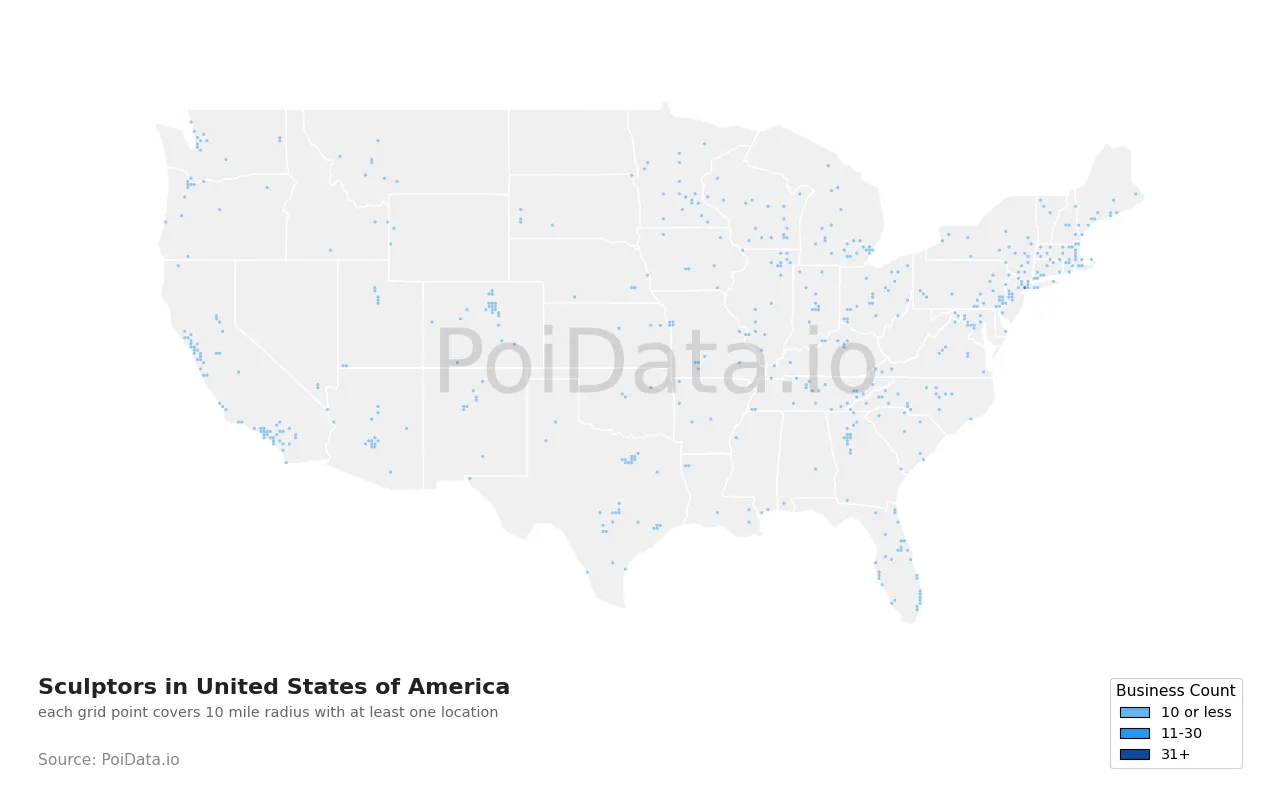 Sculptor density map for United States