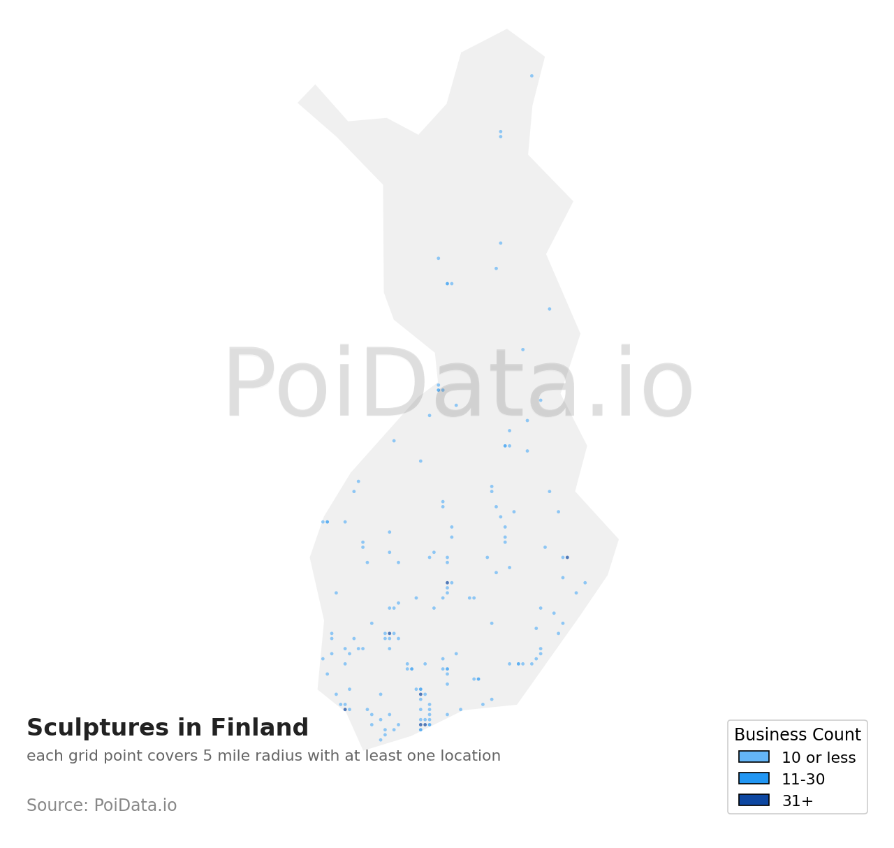 Sculpture density map for Finland