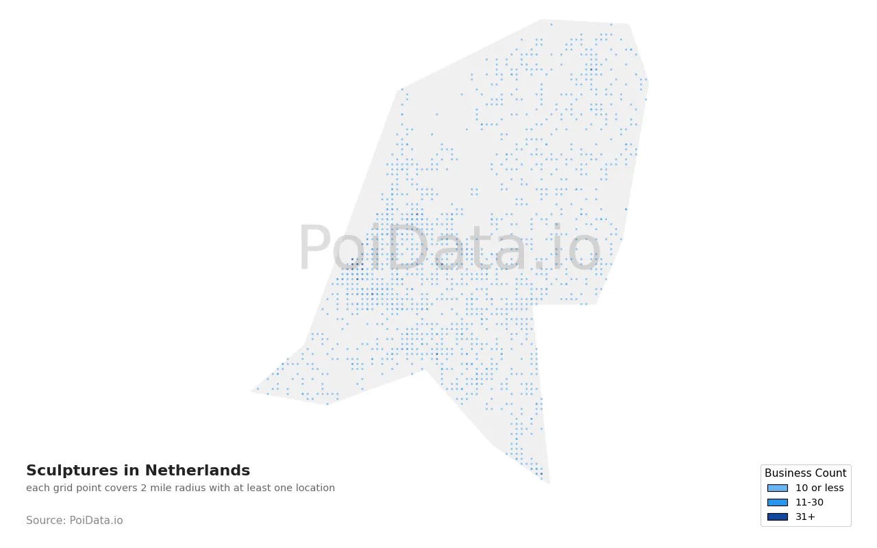 Sculpture density map for Netherlands