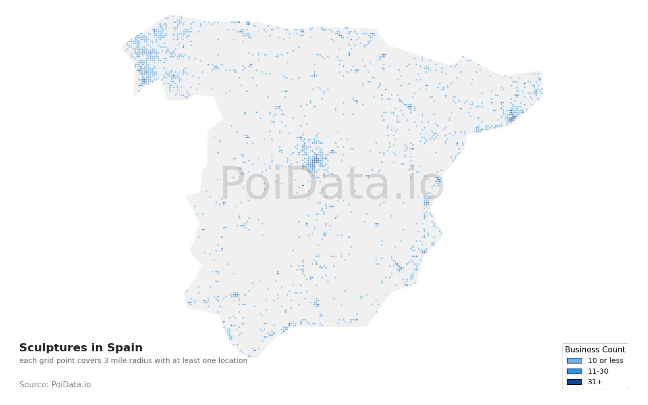 Sculpture density map for Spain