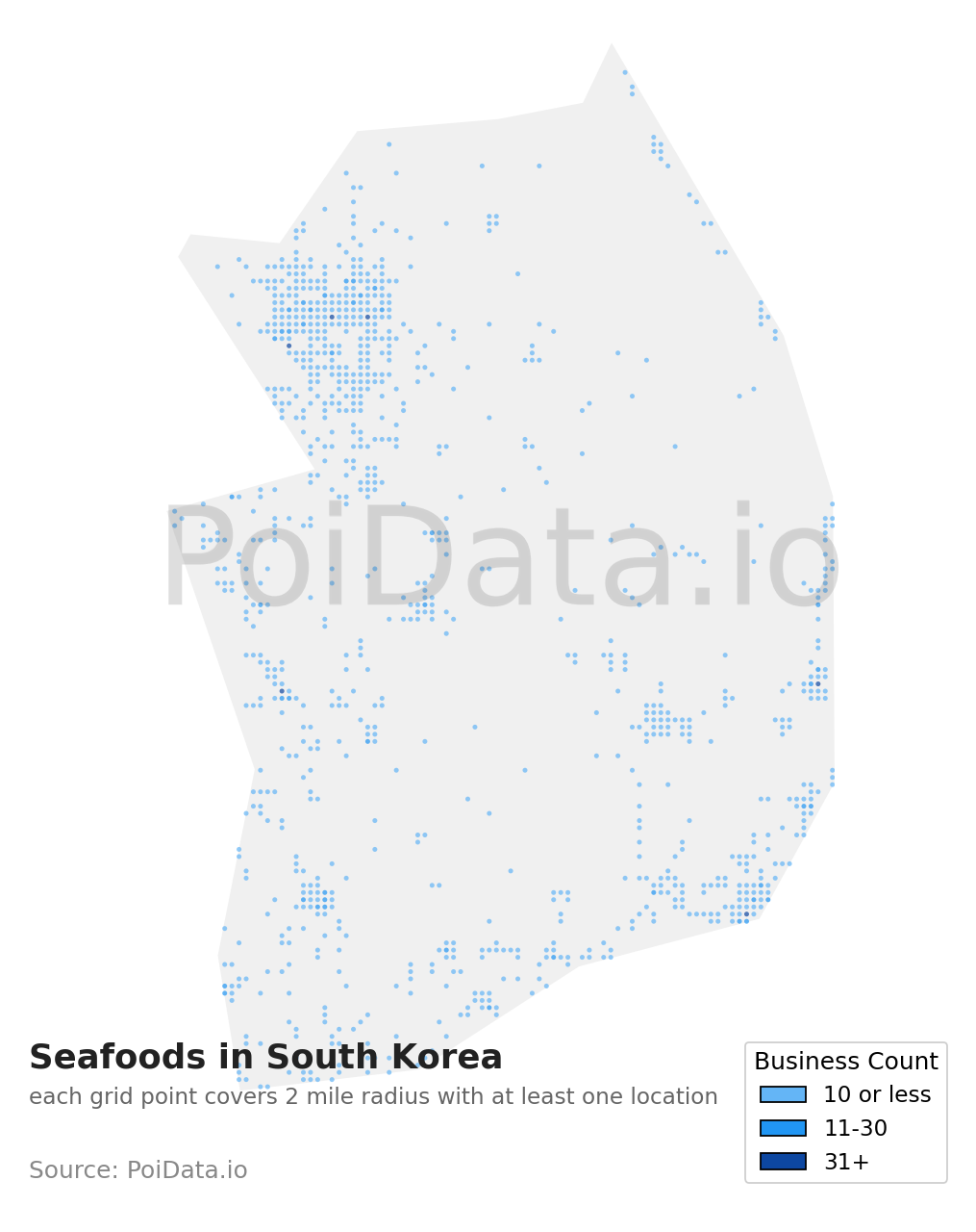 Seafood density map for South Korea