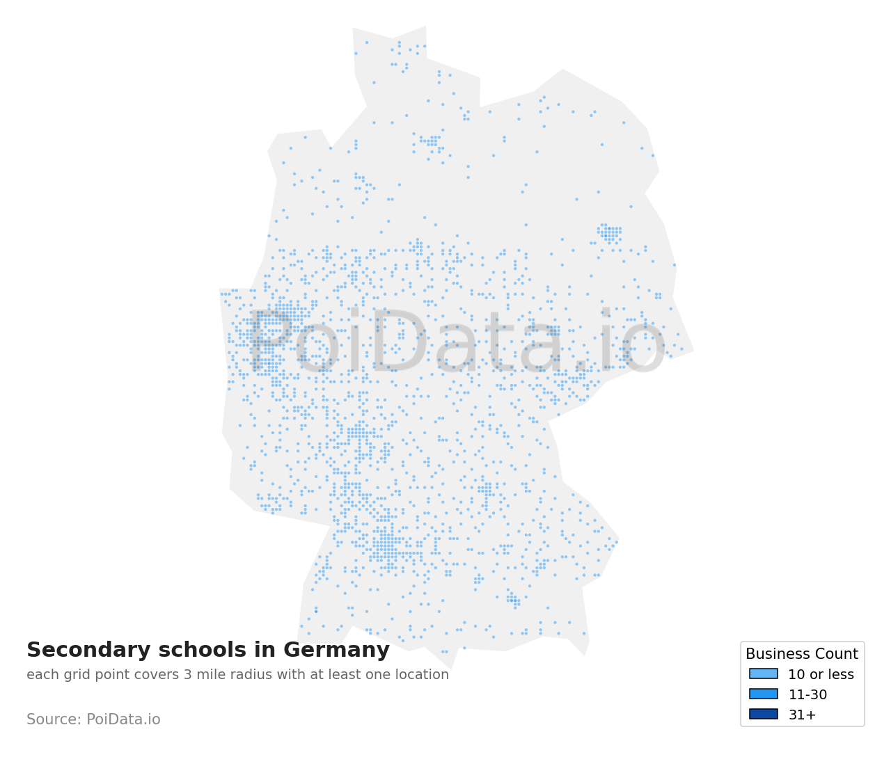 Secondary school density map for Germany