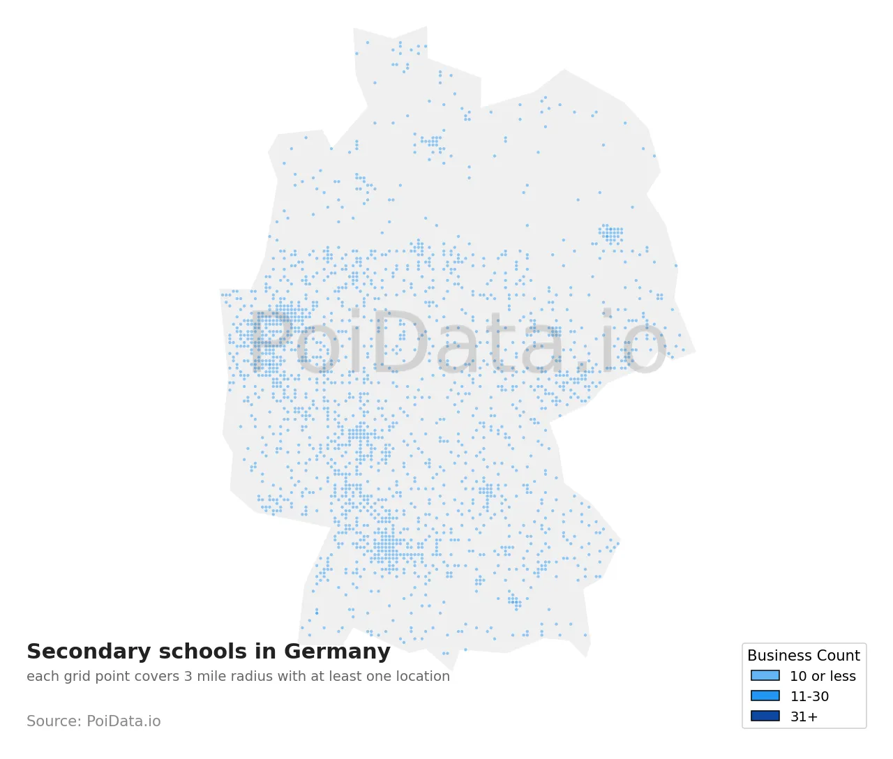 Secondary school density map for Germany
