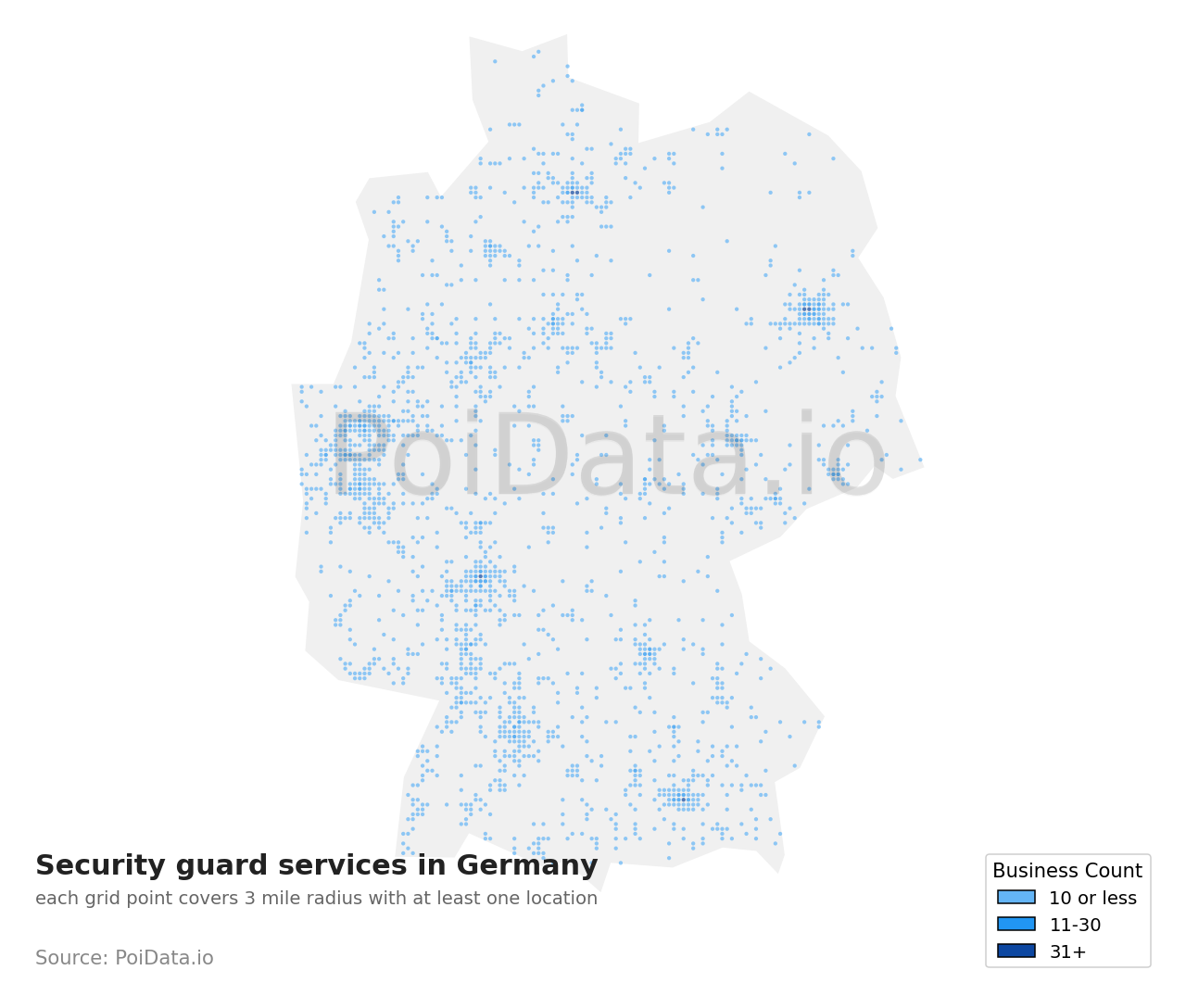 Security guard service density map for Germany