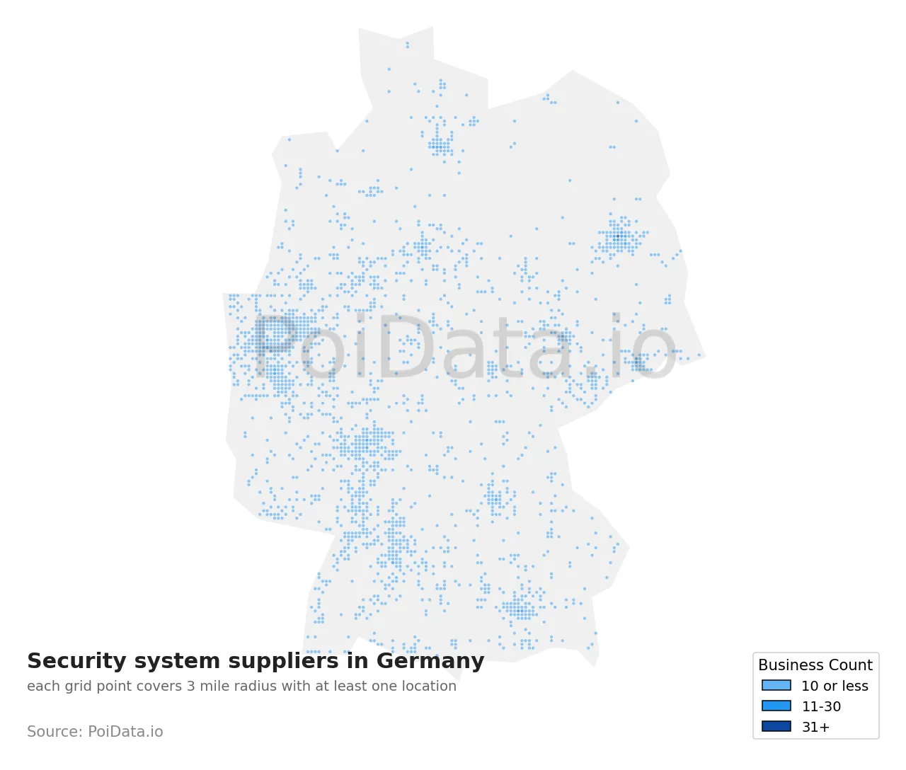 Security system supplier density map for Germany