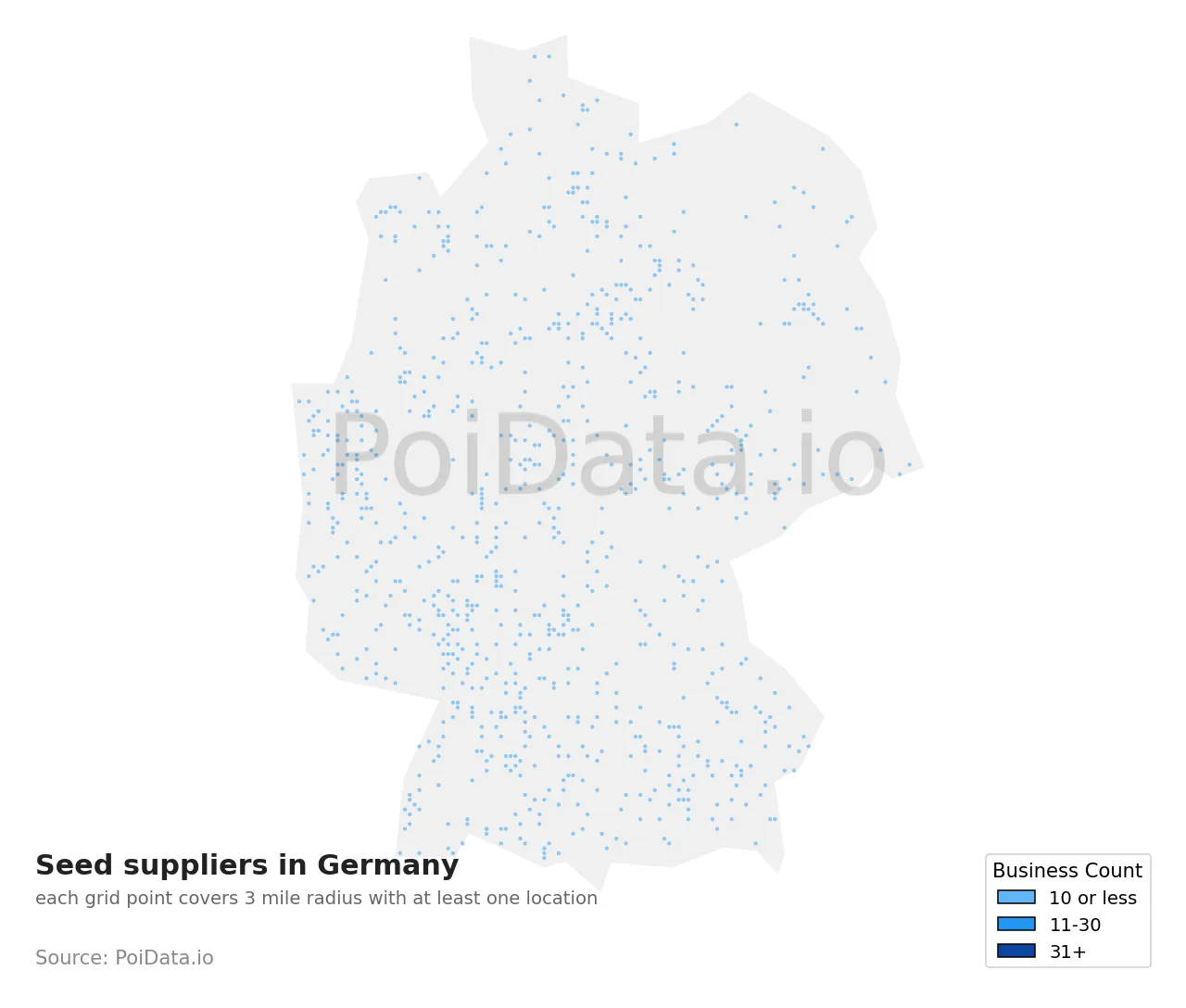Seed supplier density map for Germany