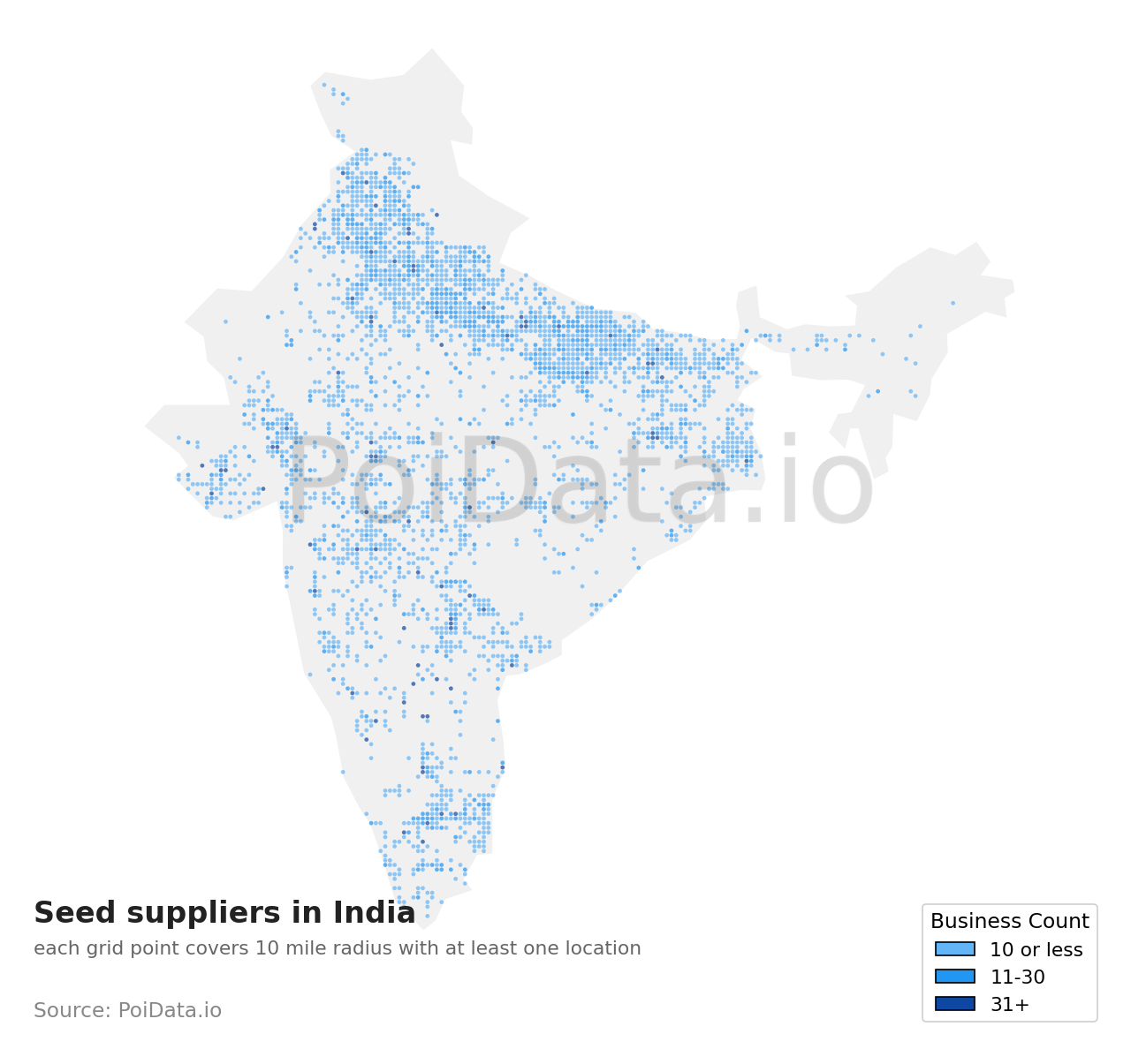 Seed supplier density map for India