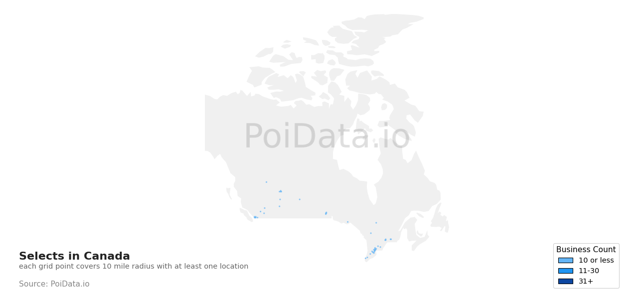 Select density map for Canada