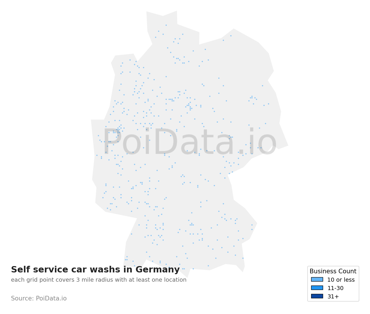 Self service car wash density map for Germany
