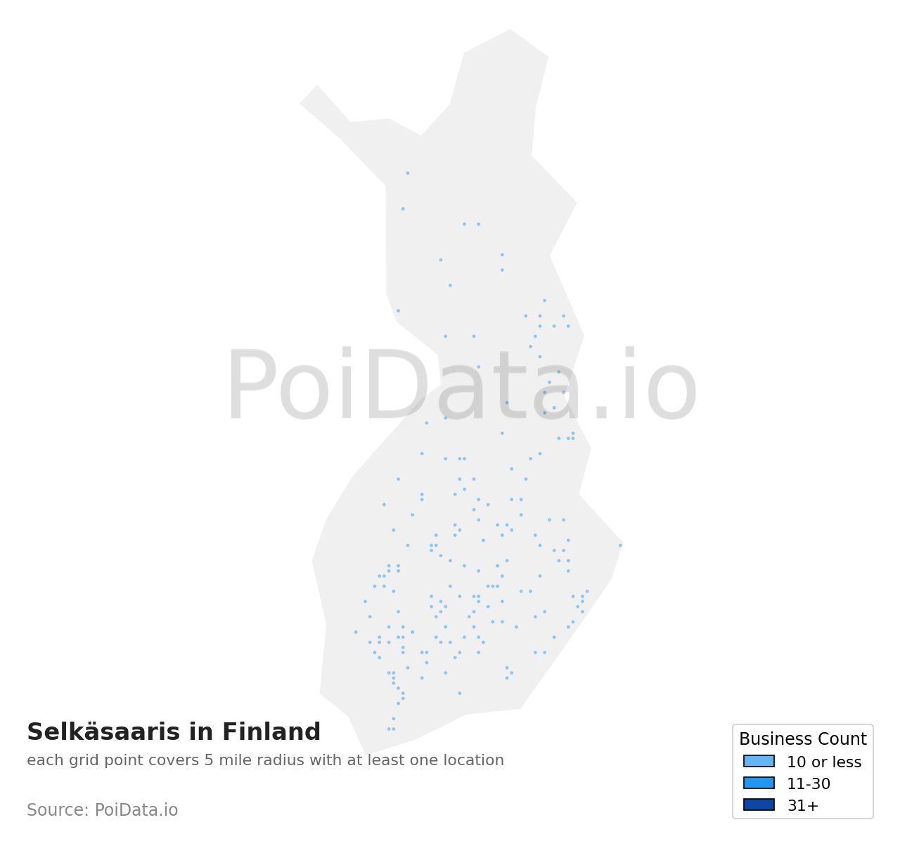 Selkäsaari density map for Finland