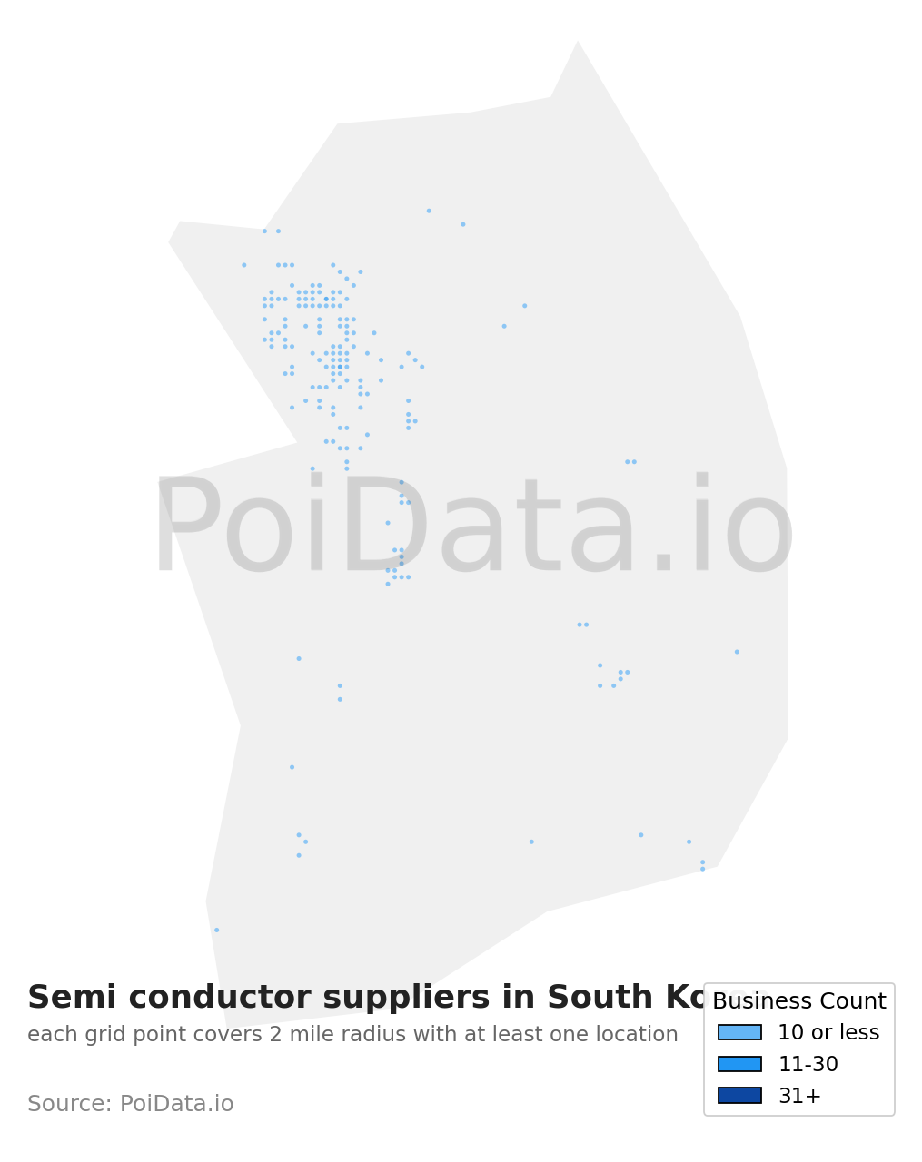 Semi conductor supplier density map for South Korea