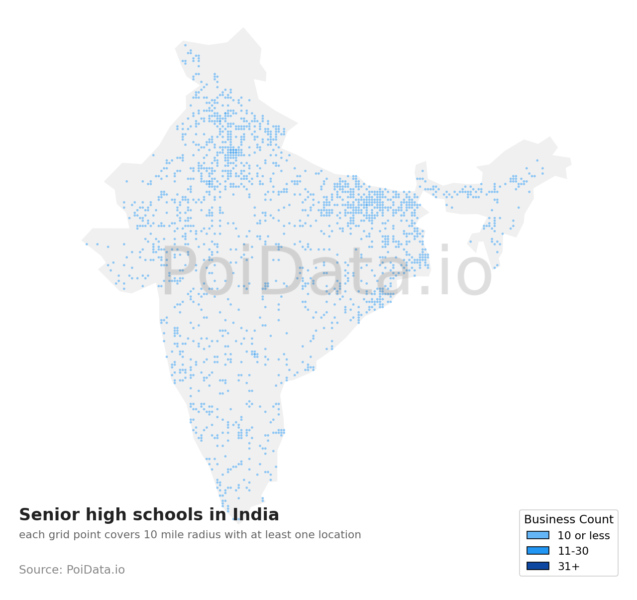 Senior high school density map for India