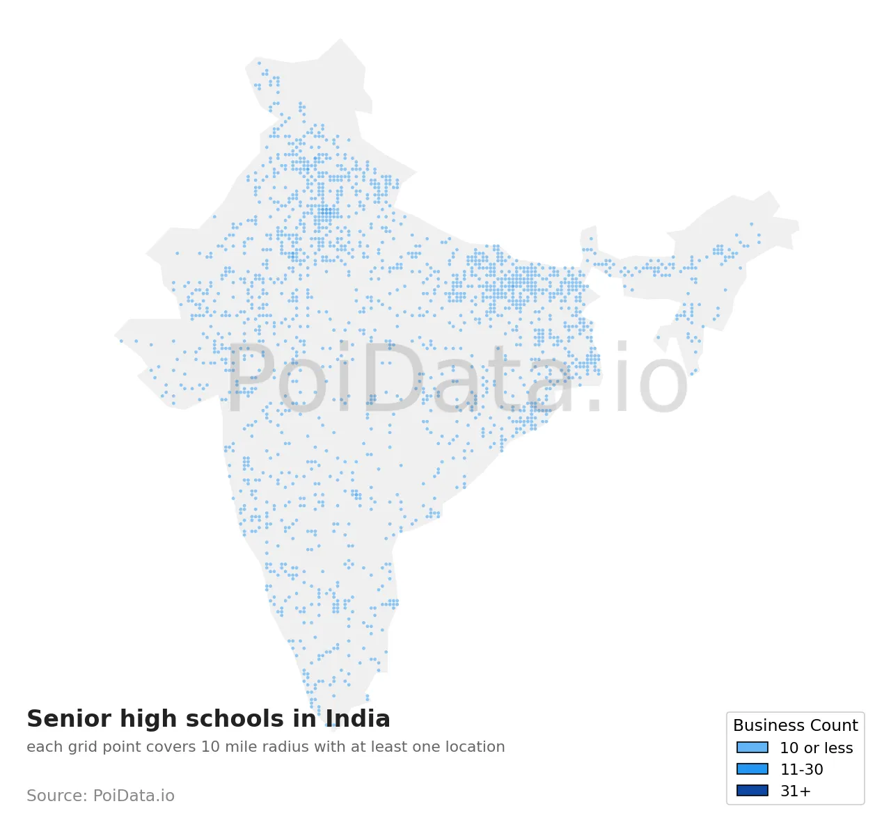 Senior high school density map for India