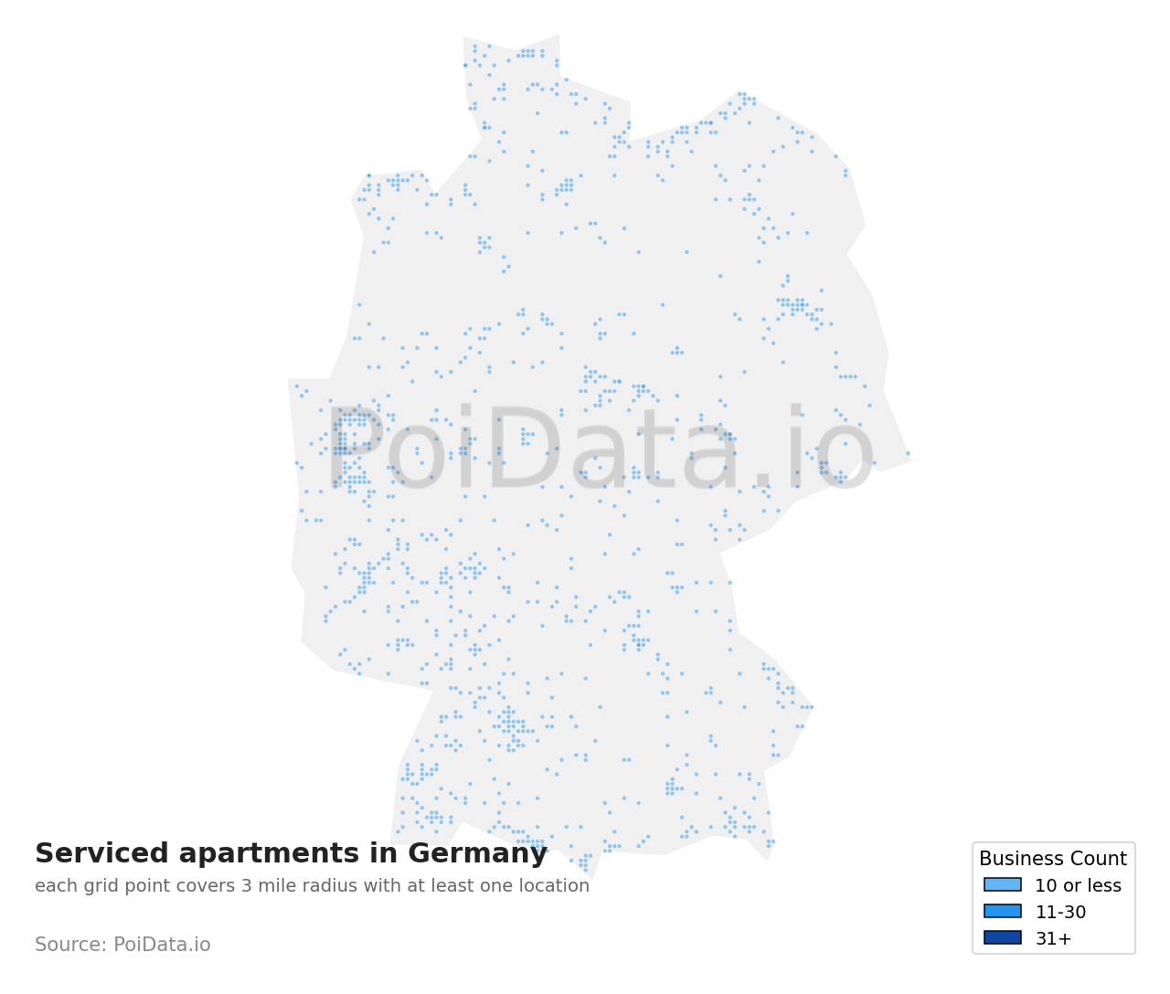 Serviced apartment density map for Germany