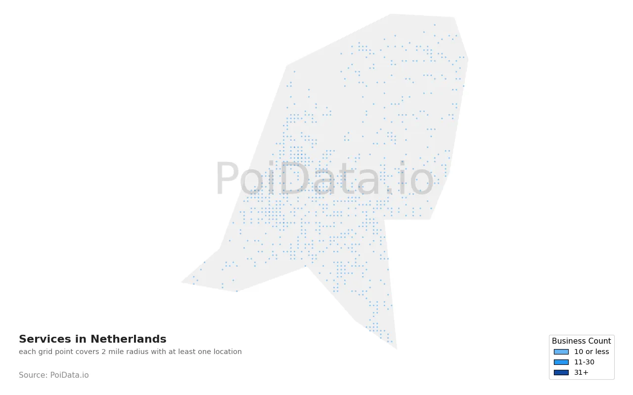 Services density map for Netherlands