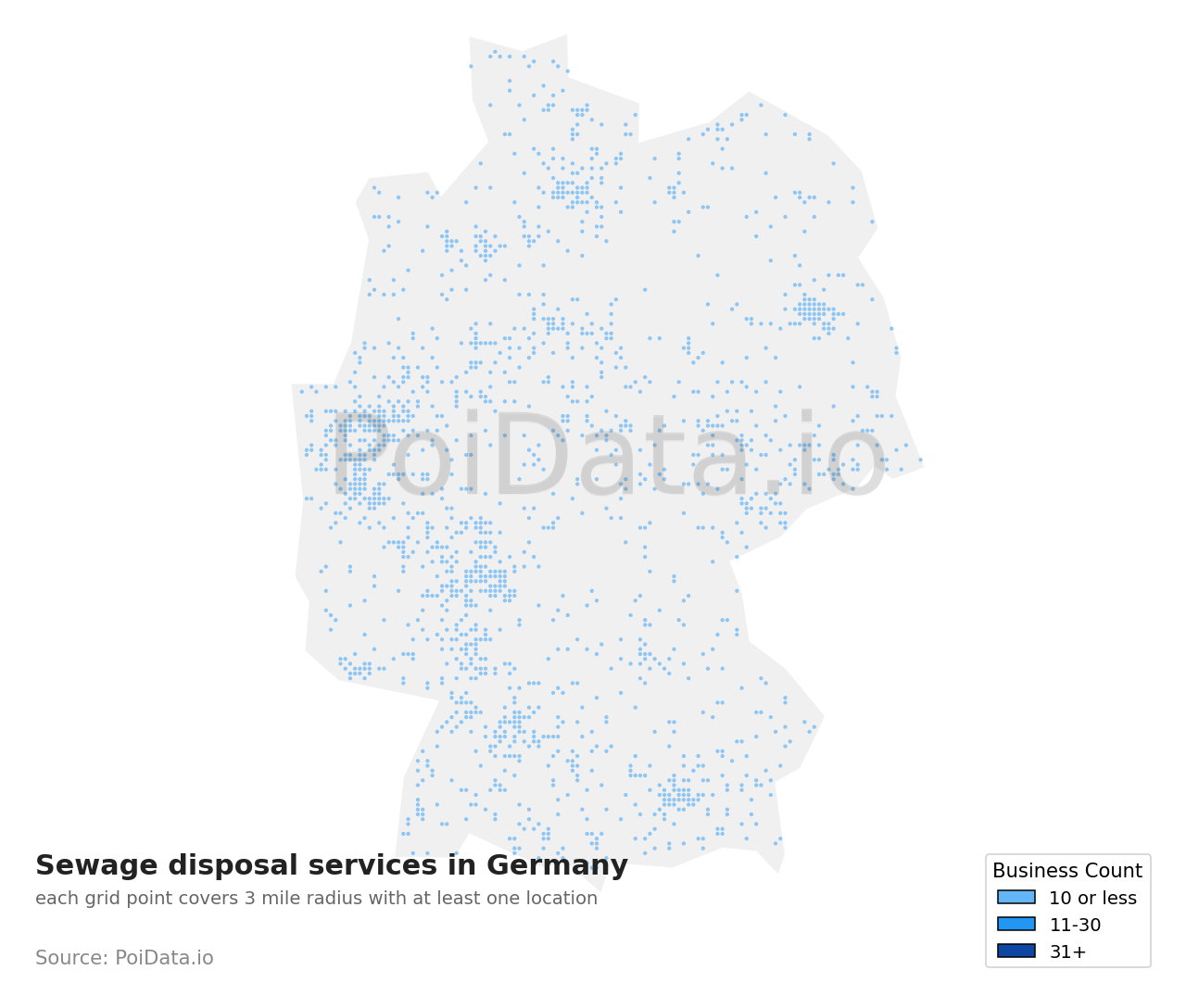 Sewage disposal service density map for Germany