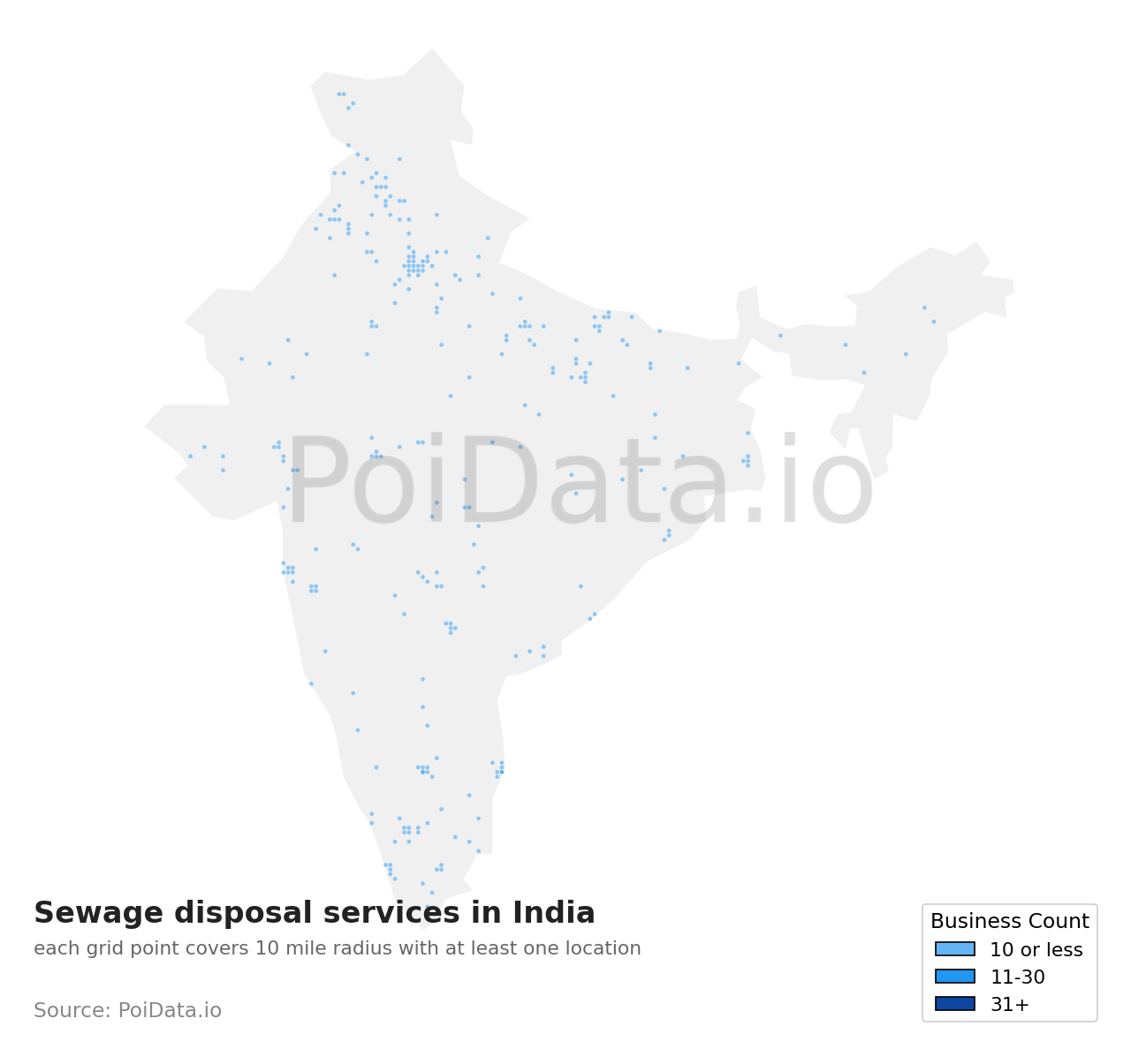 Sewage disposal service density map for India