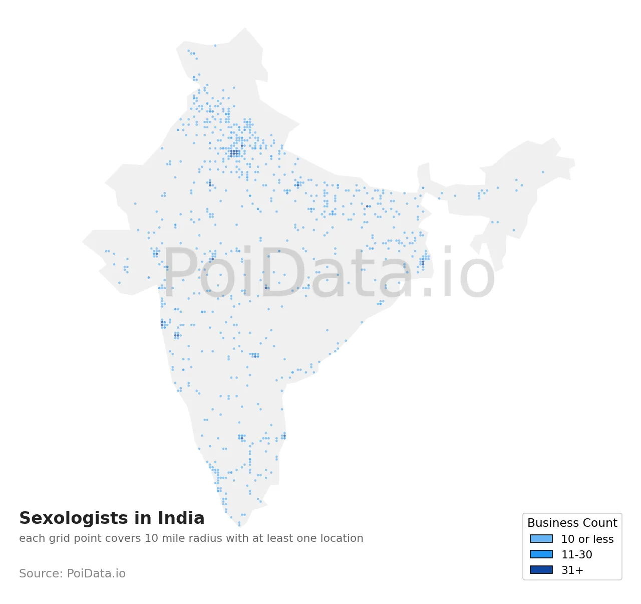 Sexologist density map for India