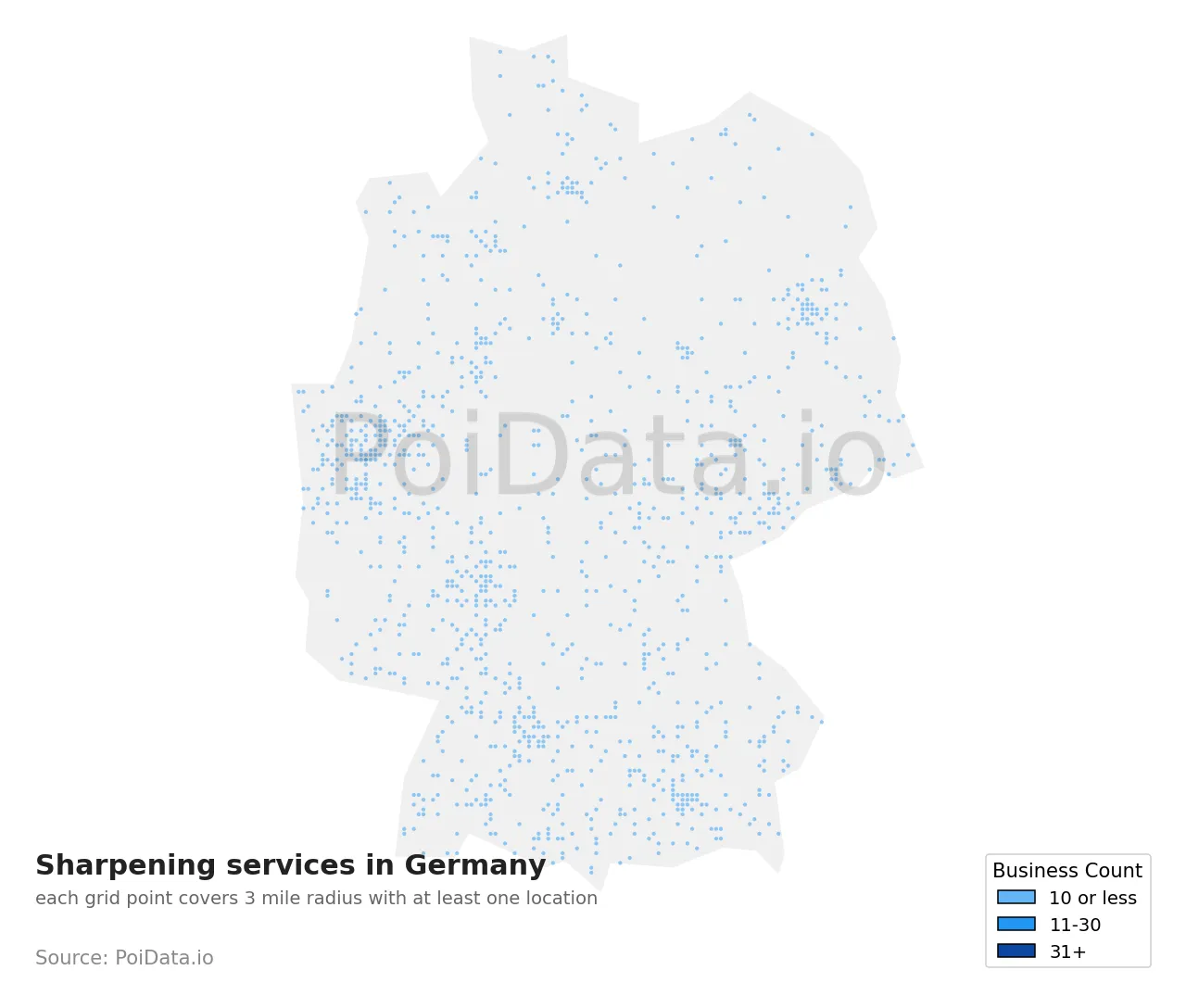 Sharpening service density map for Germany