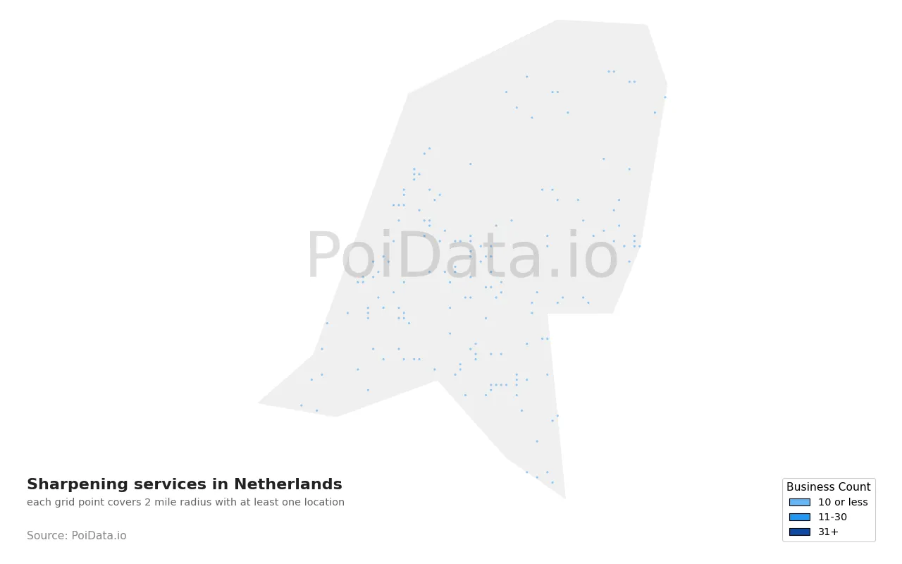 Sharpening service density map for Netherlands