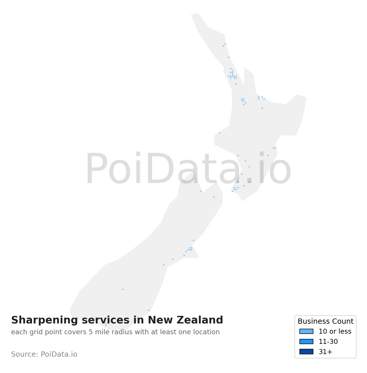 Sharpening service density map for New Zealand