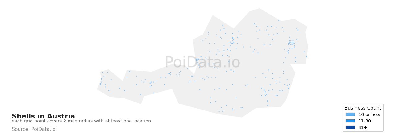 Shell density map for Austria