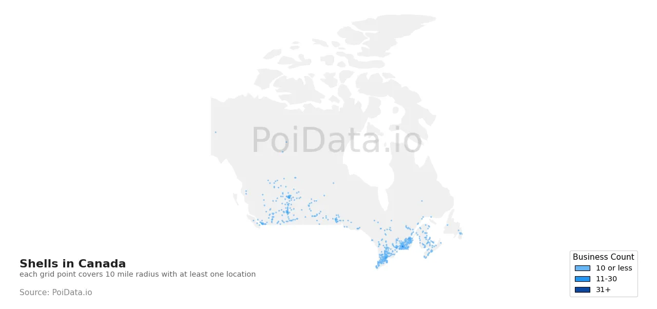 Shell density map for Canada