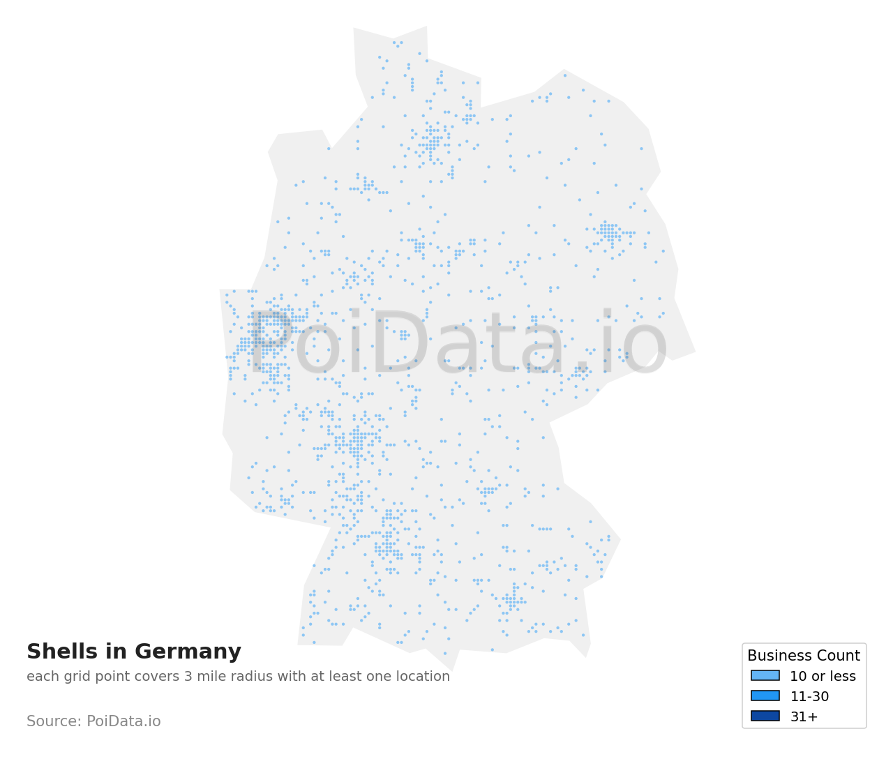 Shell density map for Germany