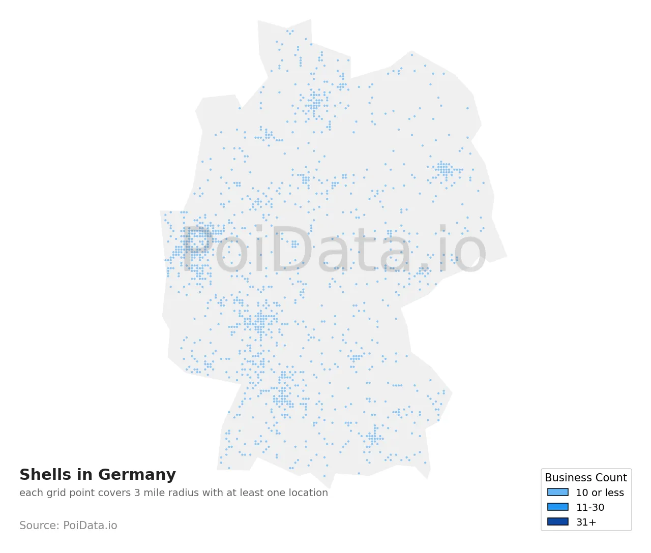 Shell density map for Germany