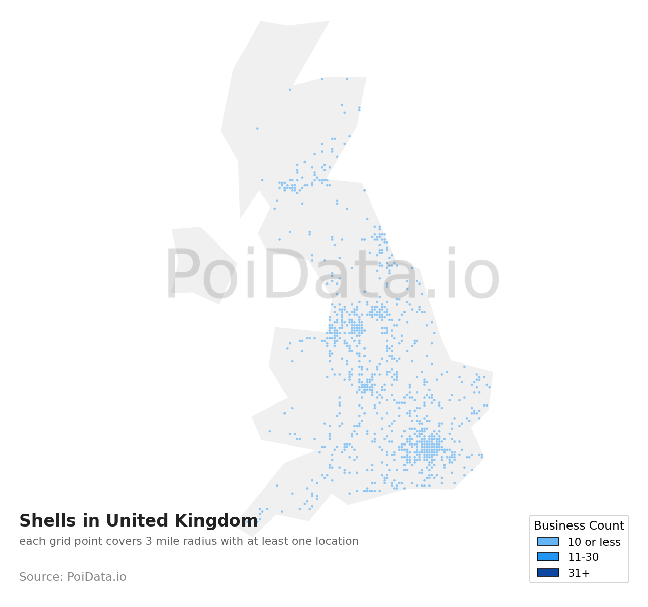 Shell density map for United Kingdom