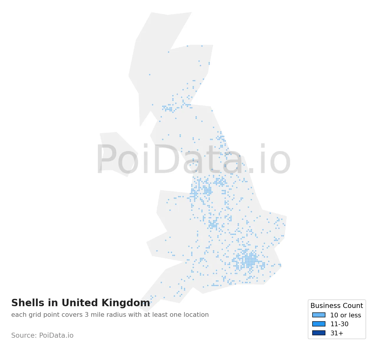 Shell density map for United Kingdom