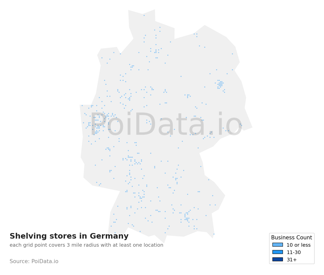 Shelving store density map for Germany