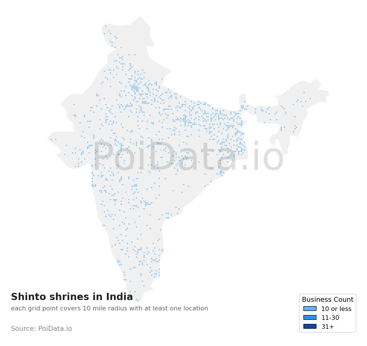 Shinto shrine density map for India