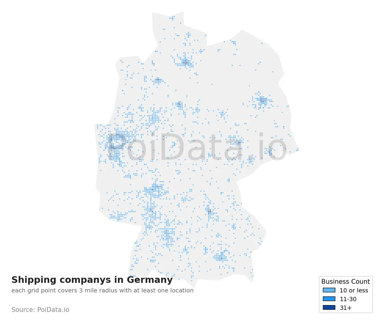 Shipping company density map for Germany