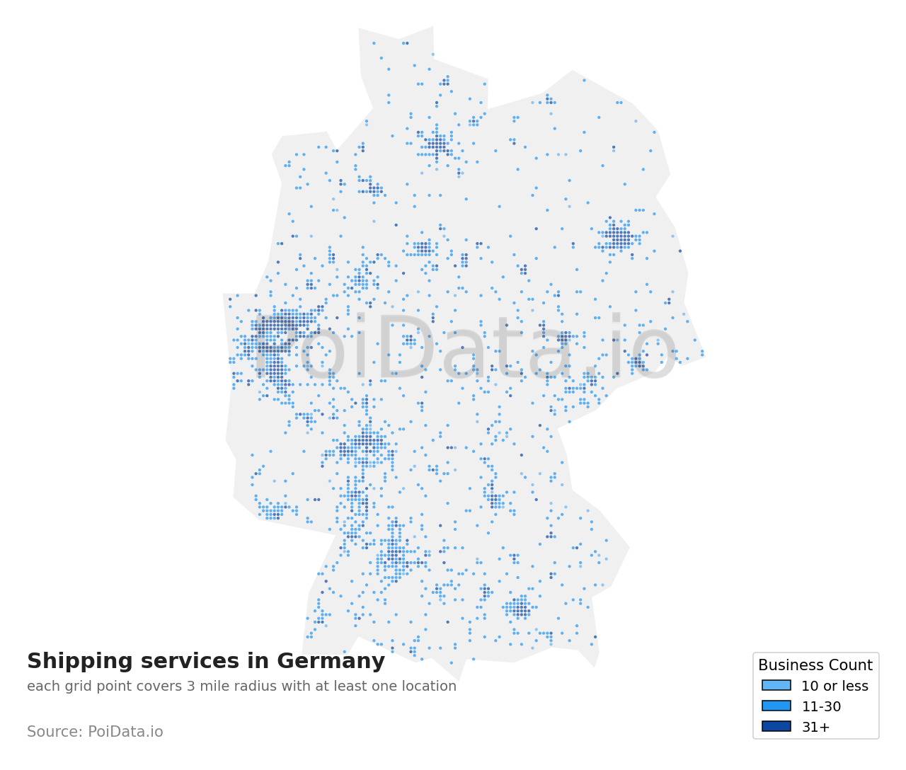 Shipping service density map for Germany