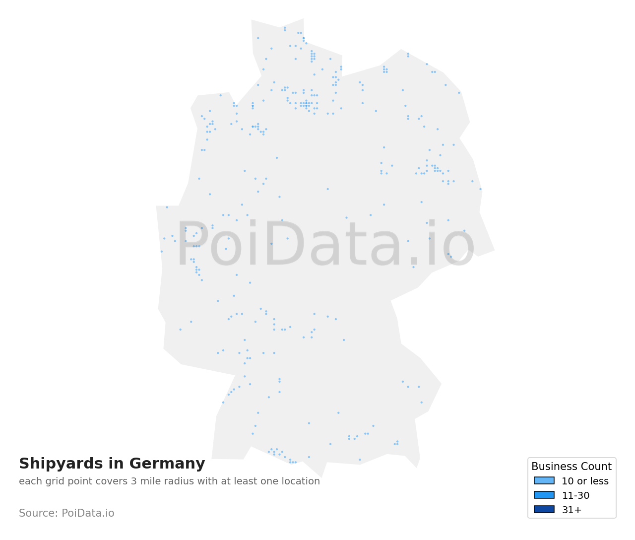 Shipyard density map for Germany