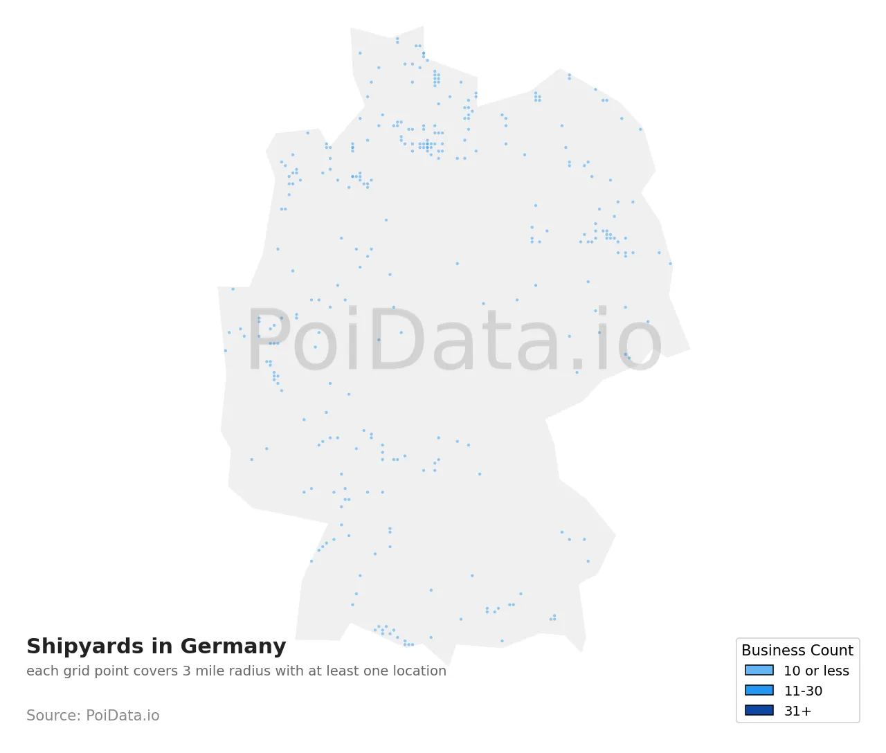 Shipyard density map for Germany