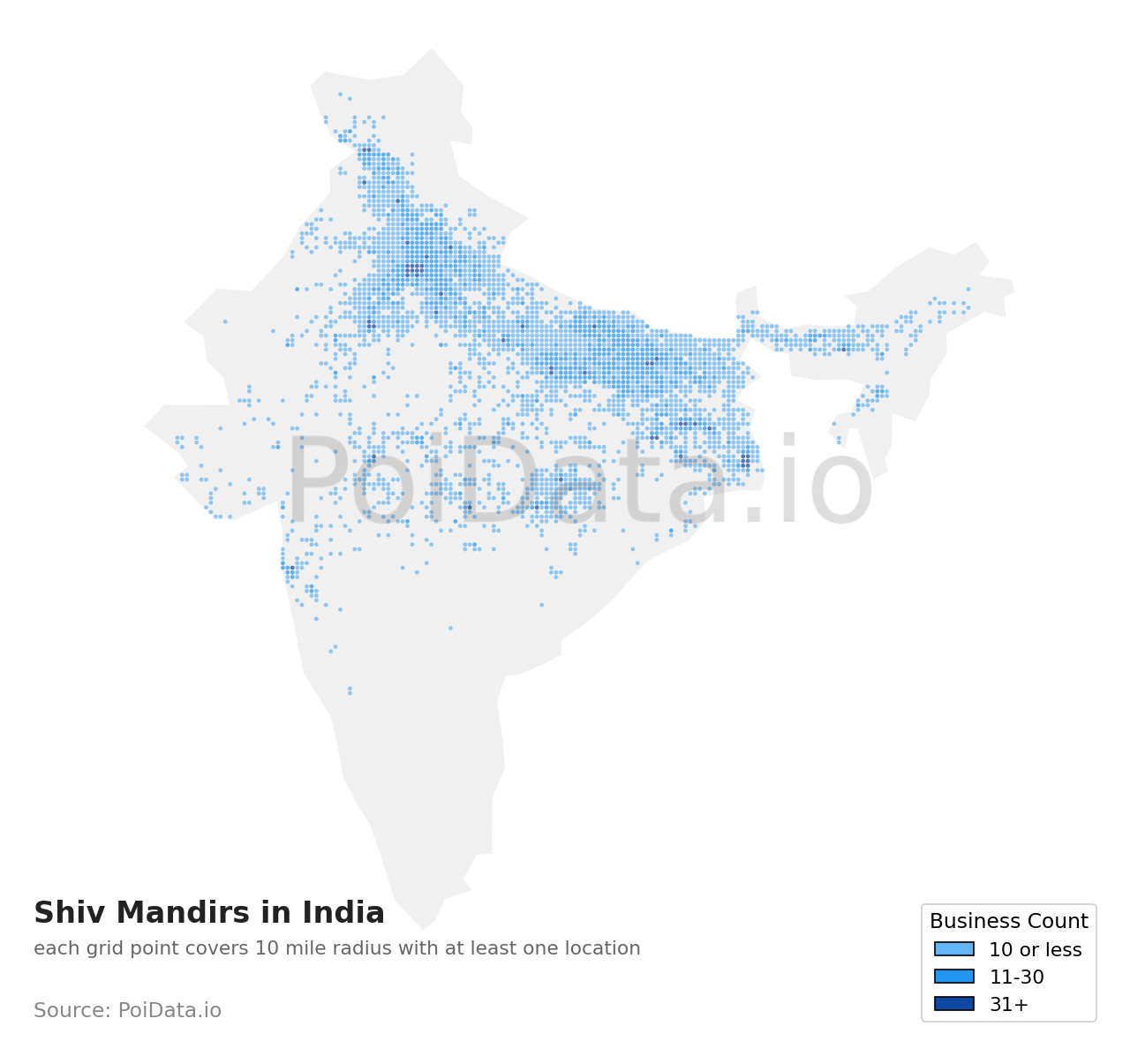 Shiv Mandir density map for India