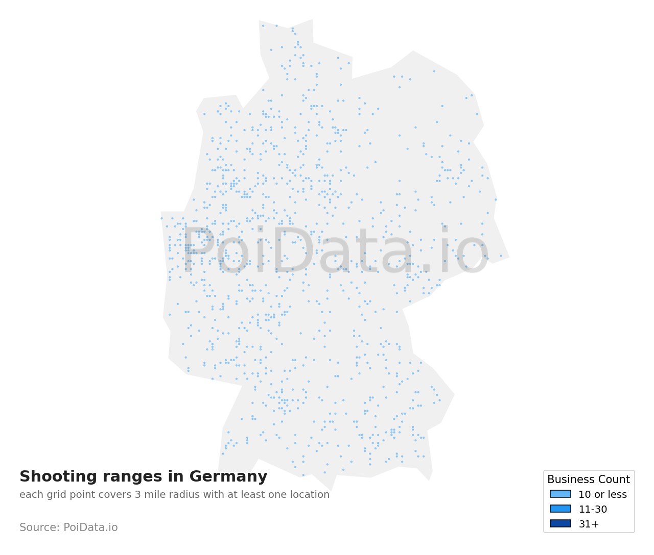 Shooting range density map for Germany