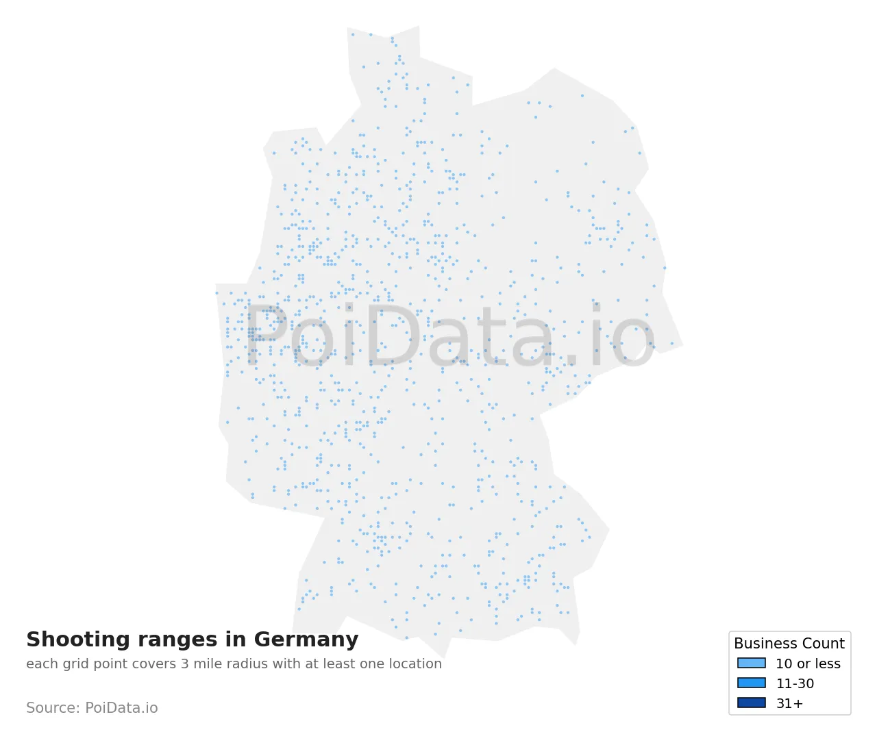 Shooting range density map for Germany