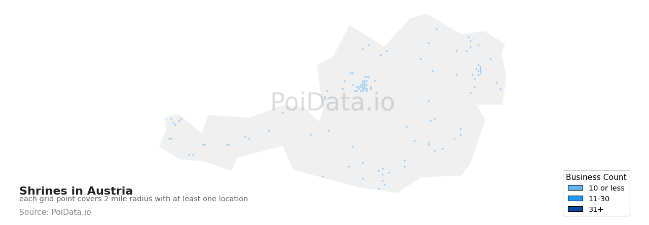 Shrine density map for Austria